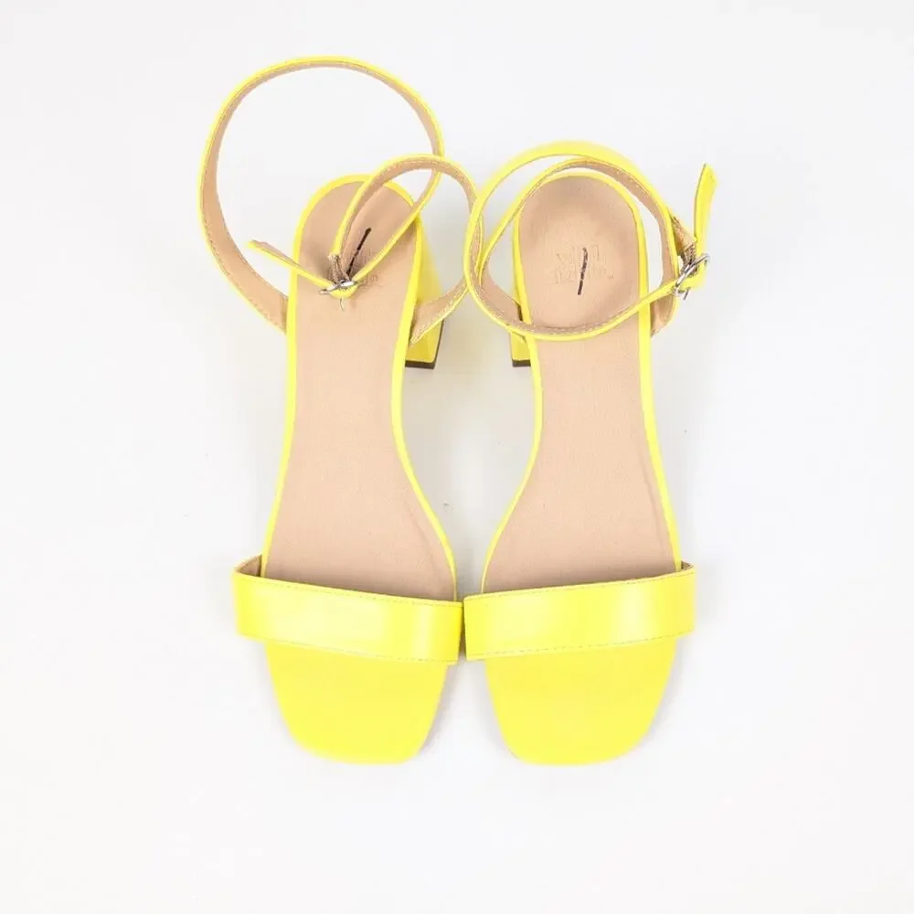 Wild Fable Yellow Square Toe Block Heel Sandals Size 6.5